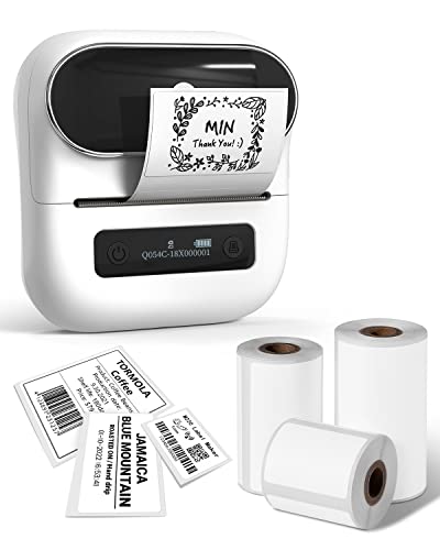 Phomemo M220 Etikettendrucker Bluetooth, Tragbarer Etikettiergerät,Labeldrucker für Zuhause, Büro und kleine Unternehmen,Unterstützung mit Phones&PC, Mit 3 Rollen Etiketten von Phomemo