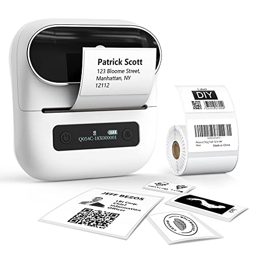 Phomemo M220 Etikettendrucker Bluetooth, Tragbarer Etikettiergerät Bluetooth Thermo Label Printer für Barcode,Einzelhandel,kleine Unternehmen,mit Telefonen & PC-System Weiß von Phomemo