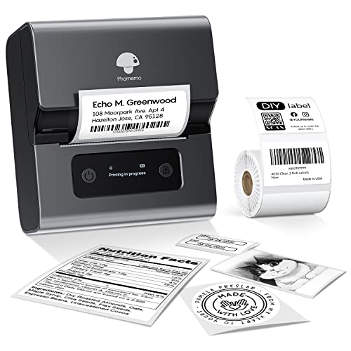 Phomemo M221 Etikettendrucker, 3 Zoll Bluetooth Beschriftungsgerät Selbstklebend Upgrade Label Printer Labeldrucker für Barcode, Zuhause, Büro, Kleine Unternehmen, für Android & iOS - Schwarz von Phomemo