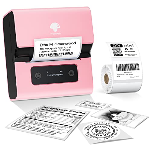 Phomemo M221 Etikettendrucker, Etikettiergerät Selbstklebend, Tragbarer Beschriftungsgerät Label Drucker Kompatibel with iOS & Android Smartphone, Pink von Phomemo