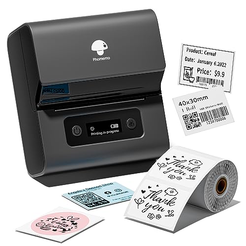 Phomemo M221 Etikettendrucker - Bluetooth Barcode Etikettendrucker, Beschriftungsgerät Unterstützung mit Phones&PC, Labeldrucker für Zuhause, Einzelhandel, QR-Code, Logos, Büro, Kleinunternehmen, Grau von Phomemo