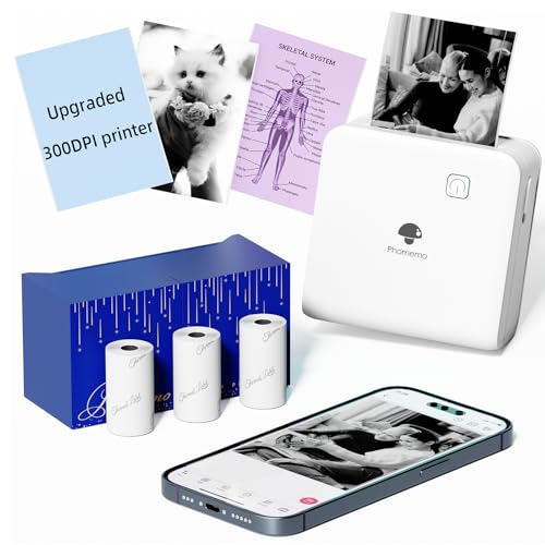 Phomemo Mini Thermodrucker 300DPI - Mini Fotodrucker, Schwarz-Weiß Foto-Thermo-Aufkleber Drucker, P2S Mini Tragbarer Thermodrucker, Taschendrucker für Etiketten, Notizen, Studien und Bullet Journaling Phomemo Mini Thermodrucker 300DPI - Mini Fotodrucker, Schwarz-Weiß Foto-Thermo-Aufkleber Drucker, P2S Mini Tragbarer Thermodrucker, Taschendrucker für Etiketten, Notizen, Studien und Bullet Journaling von Phomemo