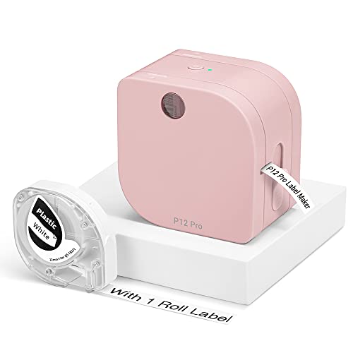 Phomemo P12-Pro Mini Bluetooth Etikettiergerät, USB aufladbares Thermo-Beschriftungsgerät Selbstklebend, Etikettendrucker für Büro, Zuhause, Wireless Labeldrucker für iOS & Android-Rosa von Phomemo