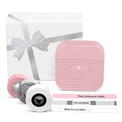Phomemo Q31 Bluetooth Etikettiergerät, Geschenkset Q31 Etikettendrucker für Ihre Familie und Freunde, Beschriftungsgerät Selbstklebend für Heim & Büro-mit 3 Etikettenrollen (Rosa) von Phomemo