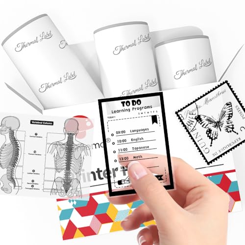 Phomemo T02/M02X/M02L/Q02 Transparente Aufkleberpapier – 3 Rollen Selbstklebendes Thermopapier, 53 mm x 3,5 m, 10 Jahre Konservierung, Schwarz auf Weiß für Phomemo T02/M02X/M02L/Q02 Taschendrucker von Phomemo