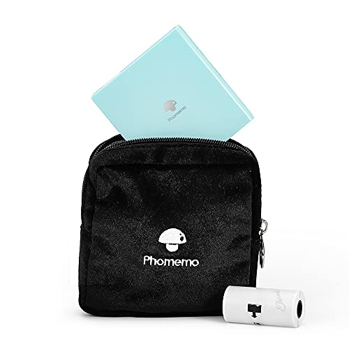 Phomemo Tasche Kompatibel T02, M02, M02Pro, M02S, M02X, M02L Mini-Drucker, D30, Q30, Q31, Q30S Etikettendrucker, Weiche Schwarze Samttasche, Wasserdicht und Kratzfest, Mit Reißverschluss von Phomemo