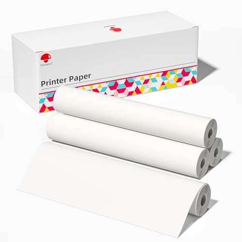 Phomemo Thermodruckpapier 4 Rollen, Kompatibel mit Phomemo M832/M834 Tragbarer Drucker für Reisen, Zuhause, Foto, 216x279 mm, US Letter Format Druckpapier, 25 Blatt/Rolle von Phomemo