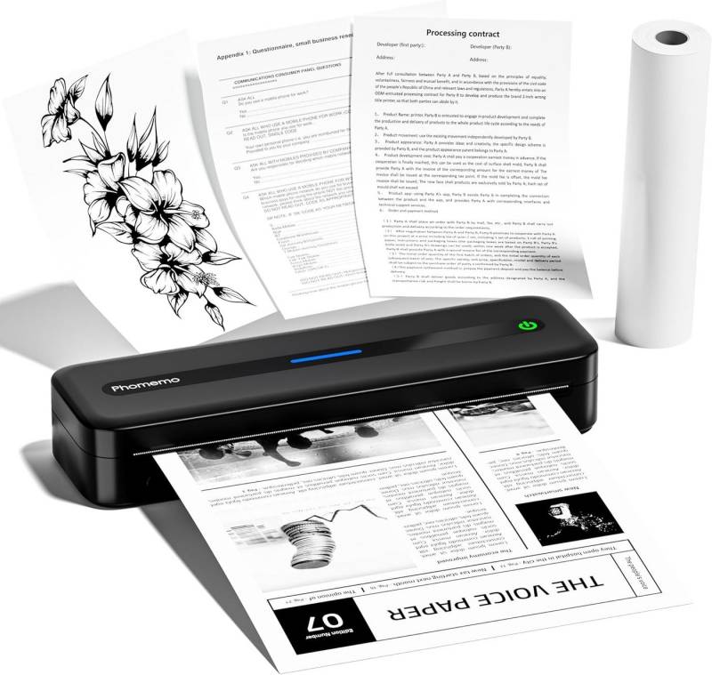 Phomemo für Hause, Foto, Lernen mobiler Drucker, (WLAN (Wi-Fi), mit Windows/macOS/iOS/Android, 300dpi Monochromer Reisedrucker) von Phomemo