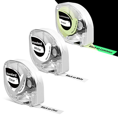 Q5-131(1),Q5-2(13x Phomemo P12 Etikettenband 12mm X 4m Schwarz auf Luminous Schwarz auf Weiß Schwarz auf Klar Etiketten FüR Phomemo P12 Etikettiergerät Selbstklebend von Phomemo