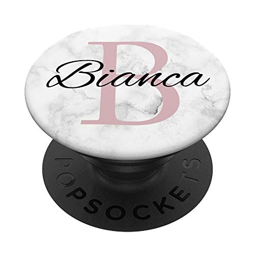 Bianca Rose Pink Glamour Monogramm Buchstabe B Mädchen PopSockets mit austauschbarem PopGrip von Phone 4 U Designs