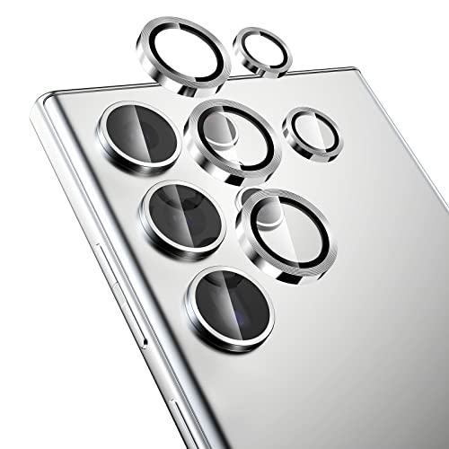 Kameraobjektivschutz für Samsung Galaxy S23 Ultra, kratzfestes 9H gehärtetes Glas, Aluminiumlegierung, einzelner Ring, einfache Installation und Entfernungswerkzeug, 5 Stück (Silber) von Phone Planet
