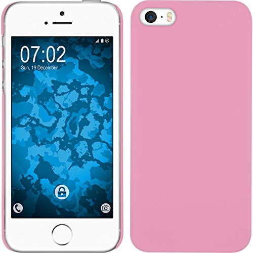 PhoneNatic Case kompatibel mit Apple iPhone 5 / 5s / SE - Hülle rosa gummiert Hard-case + 2 Schutzfolien von PhoneNatic