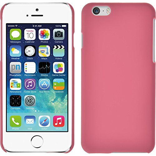 PhoneNatic Case kompatibel mit Apple iPhone 6s / 6 - Hülle rosa gummiert Hard-case + 2 Schutzfolien von PhoneNatic