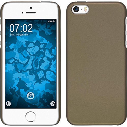 PhoneNatic Case kompatibel mit Apple iPhone SE 2016 (1.Gen) - Hülle Gold gummiert Hard-case + 2 Schutzfolien von PhoneNatic