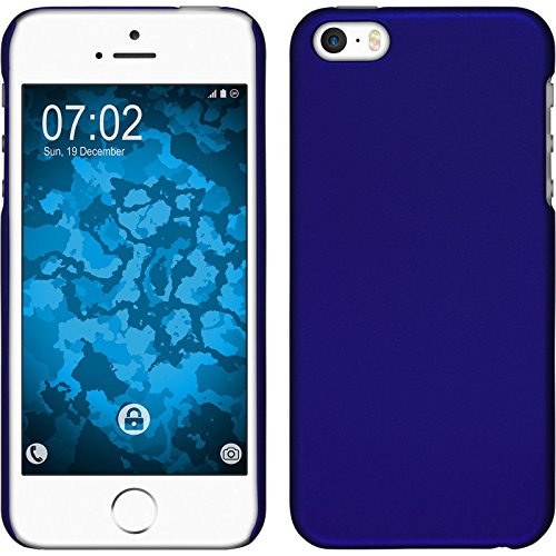 PhoneNatic Case kompatibel mit Apple iPhone SE 2016 (1.Gen) - Hülle blau gummiert Hard-case + 2 Schutzfolien von PhoneNatic