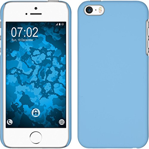 PhoneNatic Case kompatibel mit Apple iPhone SE 2016 (1.Gen) - Hülle hellblau gummiert Hard-case + 2 Schutzfolien von PhoneNatic