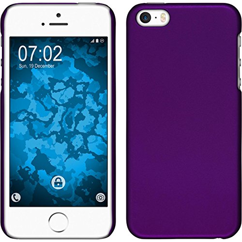 PhoneNatic Case kompatibel mit Apple iPhone SE 2016 (1.Gen) - Hülle lila gummiert Hard-case + 2 Schutzfolien von PhoneNatic