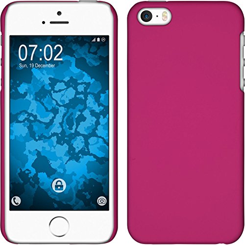 PhoneNatic Case kompatibel mit Apple iPhone SE 2016 (1.Gen) - Hülle pink gummiert Hard-case + 2 Schutzfolien von PhoneNatic