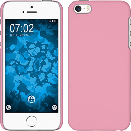 PhoneNatic Case kompatibel mit Apple iPhone SE 2016 (1.Gen) - Hülle rosa gummiert Hard-case + 2 Schutzfolien von PhoneNatic
