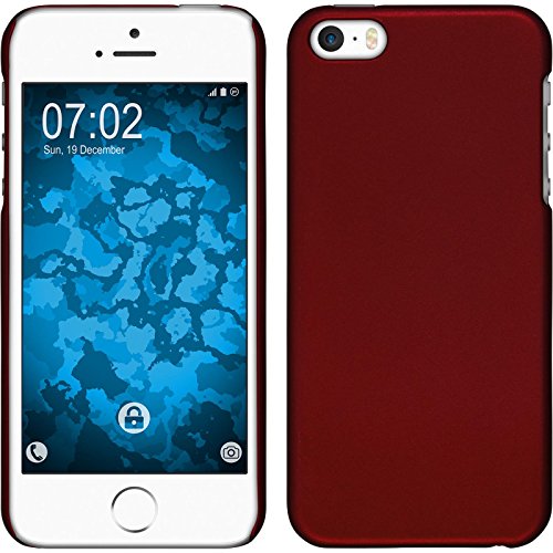 PhoneNatic Case kompatibel mit Apple iPhone SE 2016 (1.Gen) - Hülle rot gummiert Hard-case + 2 Schutzfolien von PhoneNatic