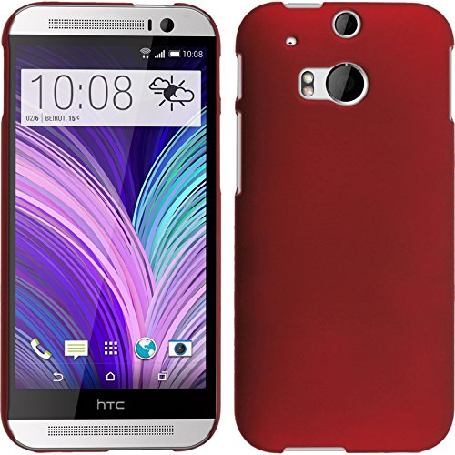 PhoneNatic Case kompatibel mit HTC One M8 - Hülle rot gummiert Hard-case Cover von PhoneNatic