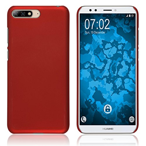 PhoneNatic Case kompatibel mit Huawei Y6 (2018) - Hülle rot gummiert Hard-case Cover von PhoneNatic