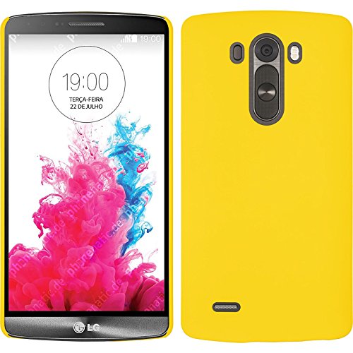 PhoneNatic Case kompatibel mit LG G3 - Hülle gelb gummiert Hard-case + 2 Schutzfolien von PhoneNatic