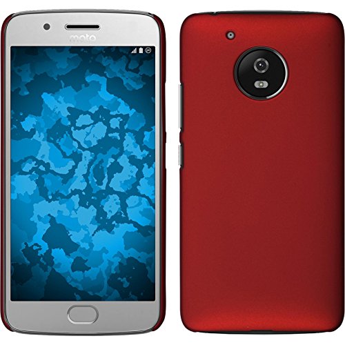 PhoneNatic Case kompatibel mit Lenovo Moto G5 - Hülle rot gummiert Hard-case + 2 Schutzfolien von PhoneNatic