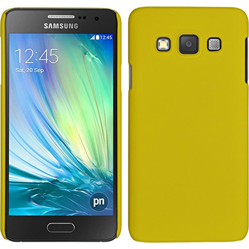 PhoneNatic Case kompatibel mit Samsung Galaxy A3 (A300) - Hülle gelb gummiert Hard-case + 2 Schutzfolien von PhoneNatic