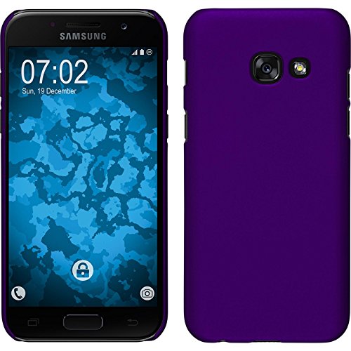 PhoneNatic Case kompatibel mit Samsung Galaxy A7 (2017) - Hülle lila gummiert Hard-case + 2 Schutzfolien von PhoneNatic