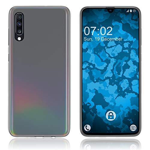 PhoneNatic Case kompatibel mit Samsung Galaxy A70 - transparent-weiß Silikon Hülle matt + 2 Schutzfolien von PhoneNatic