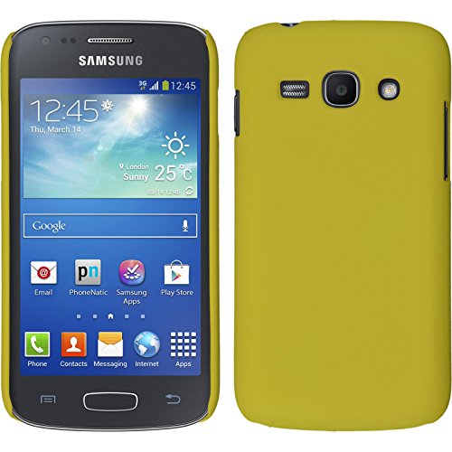 PhoneNatic Case kompatibel mit Samsung Galaxy Ace 3 - Hülle gelb gummiert Hard-case + 2 Schutzfolien von PhoneNatic
