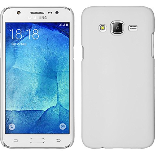 PhoneNatic Case kompatibel mit Samsung Galaxy J7 (2015 / J700) - Hülle weiß gummiert Hard-case + 2 Schutzfolien von PhoneNatic