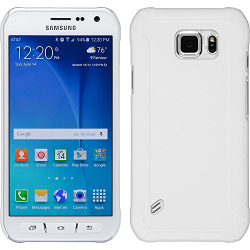 PhoneNatic Case kompatibel mit Samsung Galaxy S6 Active - Hülle weiß gummiert Hard-case + 2 Schutzfolien PhoneNatic Case kompatibel mit Samsung Galaxy S6 Active - Hülle weiß gummiert Hard-case + 2 Schutzfolien von PhoneNatic