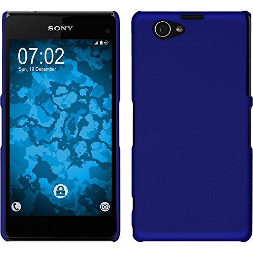 PhoneNatic Case kompatibel mit Sony Xperia Z1 Compact - Hülle blau gummiert Hard-case + 2 Schutzfolien von PhoneNatic