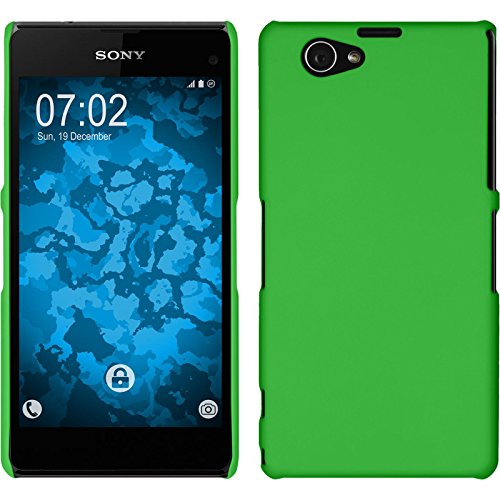 PhoneNatic Case kompatibel mit Sony Xperia Z1 Compact - Hülle grün gummiert Hard-case + 2 Schutzfolien von PhoneNatic