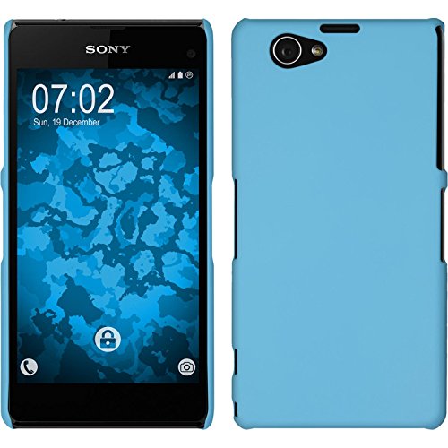 PhoneNatic Case kompatibel mit Sony Xperia Z1 Compact - Hülle hellblau gummiert Hard-case + 2 Schutzfolien von PhoneNatic