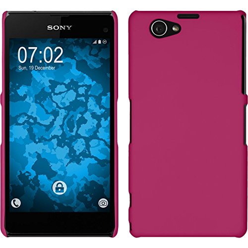 PhoneNatic Case kompatibel mit Sony Xperia Z1 Compact - Hülle pink gummiert Hard-case + 2 Schutzfolien von PhoneNatic