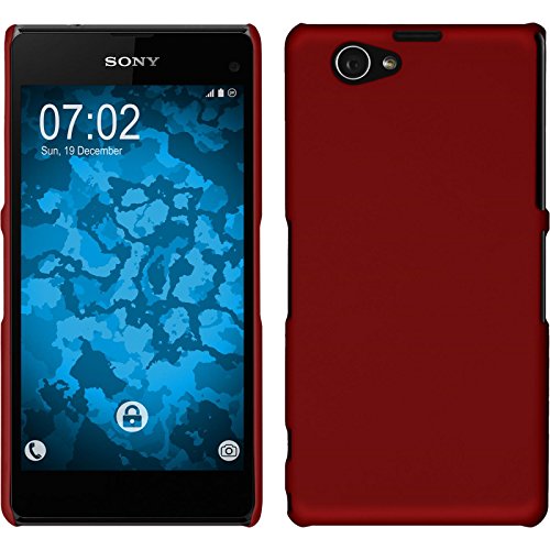 PhoneNatic Case kompatibel mit Sony Xperia Z1 Compact - Hülle rot gummiert Hard-case + 2 Schutzfolien von PhoneNatic