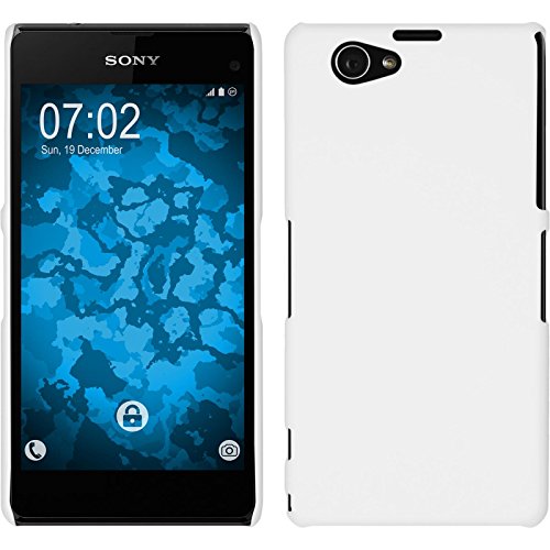 PhoneNatic Case kompatibel mit Sony Xperia Z1 Compact - Hülle weiß gummiert Hard-case + 2 Schutzfolien von PhoneNatic