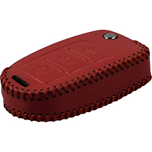 PhoneNatic Echtleder Stitched Schlüssel Hülle kompatibel mit der VW Jetta 3-Tasten Fernbedienung in rot Klappschlüssel 3-Key PhoneNatic Echtleder Stitched Schlüssel Hülle kompatibel mit der VW Jetta 3-Tasten Fernbedienung in rot Klappschlüssel 3-Key von PhoneNatic