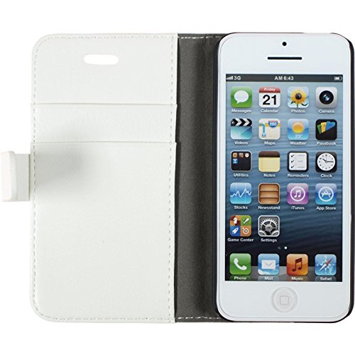 PhoneNatic Kunst-Lederhülle kompatibel mit Apple iPhone 5c - Premium weiß + 2 Schutzfolien von PhoneNatic