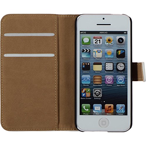 PhoneNatic Kunst-Lederhülle kompatibel mit Apple iPhone 5c - Wallet weiß + 2 Schutzfolien PhoneNatic Kunst-Lederhülle kompatibel mit Apple iPhone 5c - Wallet weiß + 2 Schutzfolien von PhoneNatic
