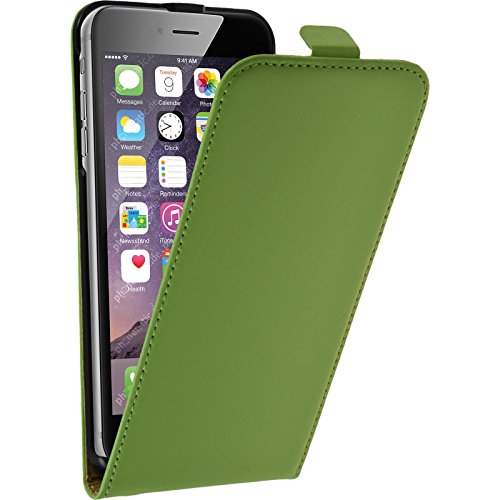 PhoneNatic Kunst-Lederhülle kompatibel mit Apple iPhone 6 Plus / 6s Plus - Flip-Case grün + 2 Schutzfolien von PhoneNatic