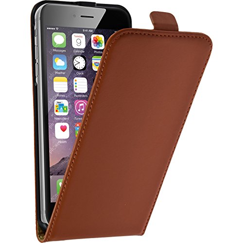 PhoneNatic Kunst-Lederhülle kompatibel mit Apple iPhone 6 Plus / 6s Plus - Flip-Case orange + 2 Schutzfolien von PhoneNatic