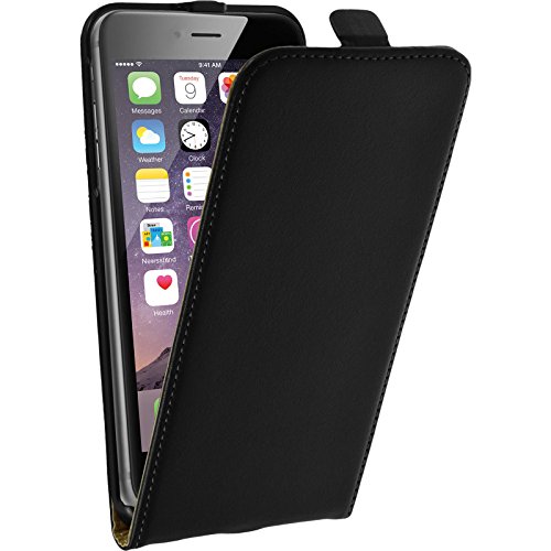 PhoneNatic Kunst-Lederhülle kompatibel mit Apple iPhone 6 Plus / 6s Plus - Flip-Case schwarz + 2 Schutzfolien von PhoneNatic