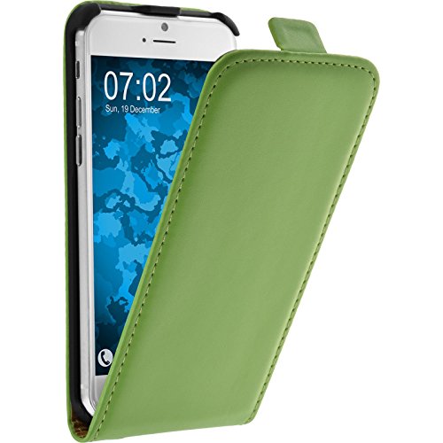 PhoneNatic Kunst-Lederhülle kompatibel mit Apple iPhone 6s / 6 - Flip-Case grün + 2 Schutzfolien von PhoneNatic