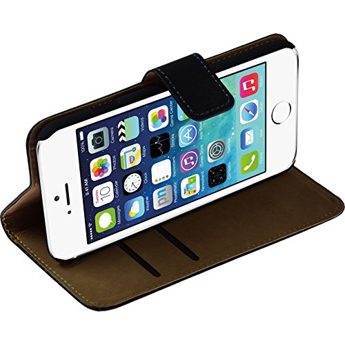 PhoneNatic Kunst-Lederhülle kompatibel mit Apple iPhone 6s / 6 - Wallet schwarz + 2 Schutzfolien PhoneNatic Kunst-Lederhülle kompatibel mit Apple iPhone 6s / 6 - Wallet schwarz + 2 Schutzfolien von PhoneNatic