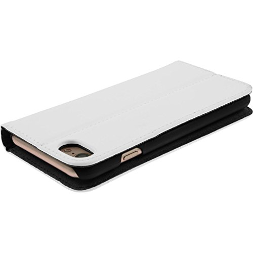 PhoneNatic Kunst-Lederhülle kompatibel mit Apple iPhone 7/8 / SE 2020 - Book-Case weiß + 2 Schutzfolien von PhoneNatic