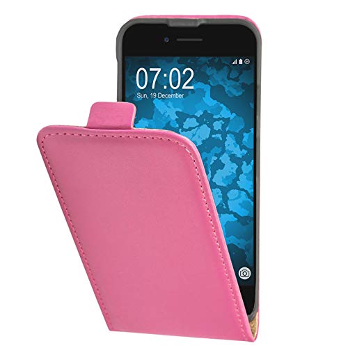 PhoneNatic Kunst-Lederhülle kompatibel mit Apple iPhone 7/8 / SE 2020 - Flip-Case pink + 2 Schutzfolien von PhoneNatic